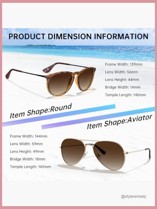 2 Pack Polarized Sunglasses UV400 Protection Round & Aviator Styles